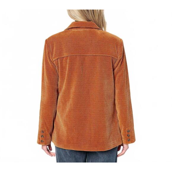 NEW BY STACY LONDON button front stretch corduroy jacket in tobacco - Picture 2 of 3